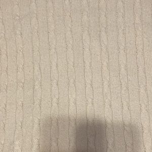 Talbots White Cable Sweater with Button Decor Shoulder